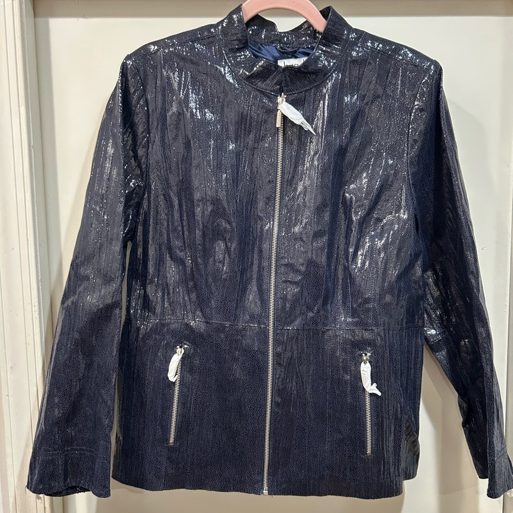 Glossy Bradley Bayou Navy Leather Jacket